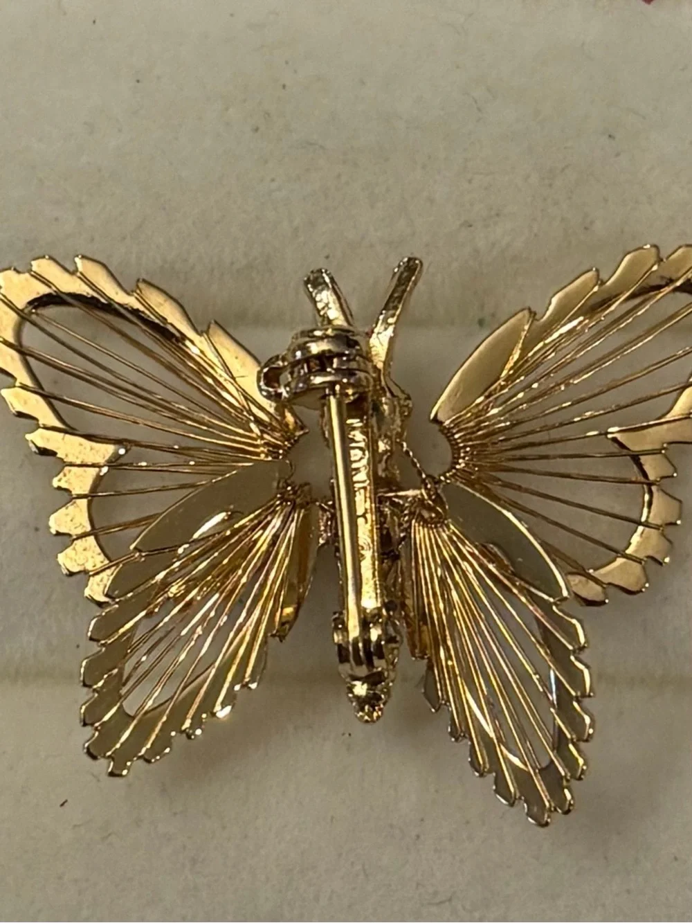 Monet Vintage Butterfly Moth Pin‎ Brooch Spinneret Gold Tone Signed Cottagecore
